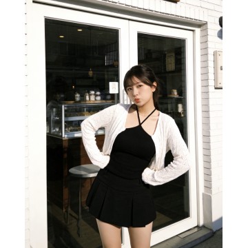 細直紋交叉Bra Top