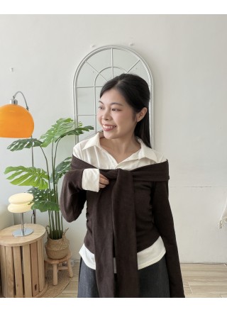 【現貨區】Shirt Twist恤衫領裹肩上衣