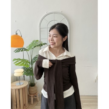 【現貨區】Shirt Twist恤衫領裹肩上衣
