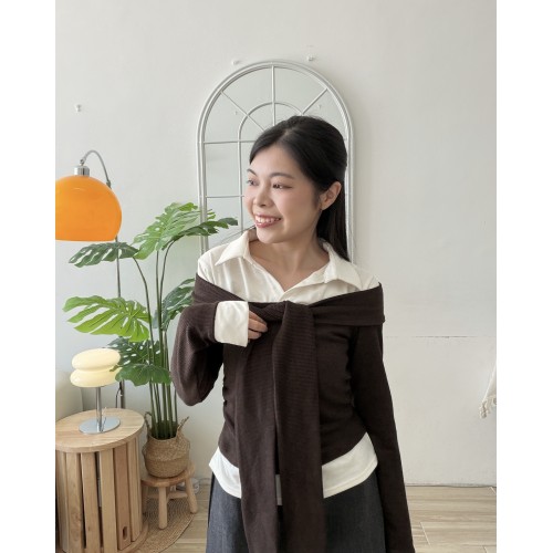 【現貨區】Shirt Twist恤衫領裹肩上衣