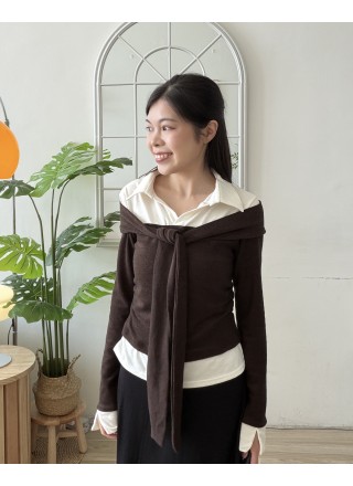 Shirt Twist恤衫領裹肩上衣