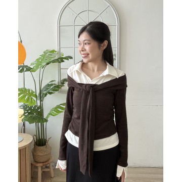 Shirt Twist恤衫領裹肩上衣