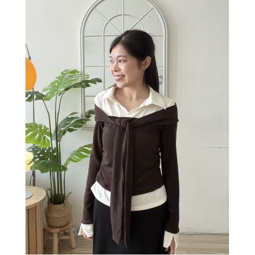 Shirt Twist恤衫領裹肩上衣 Shirt Twist恤衫領裹肩上衣